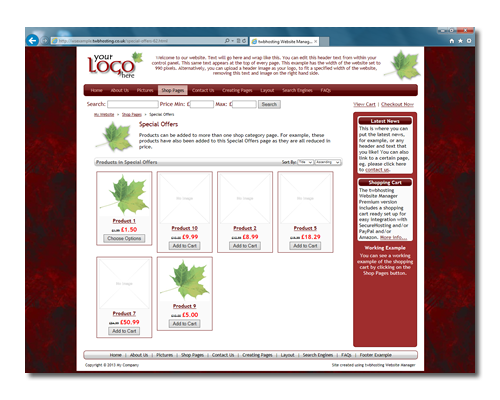 Click here to see a working example of the twbhosting Website Manager